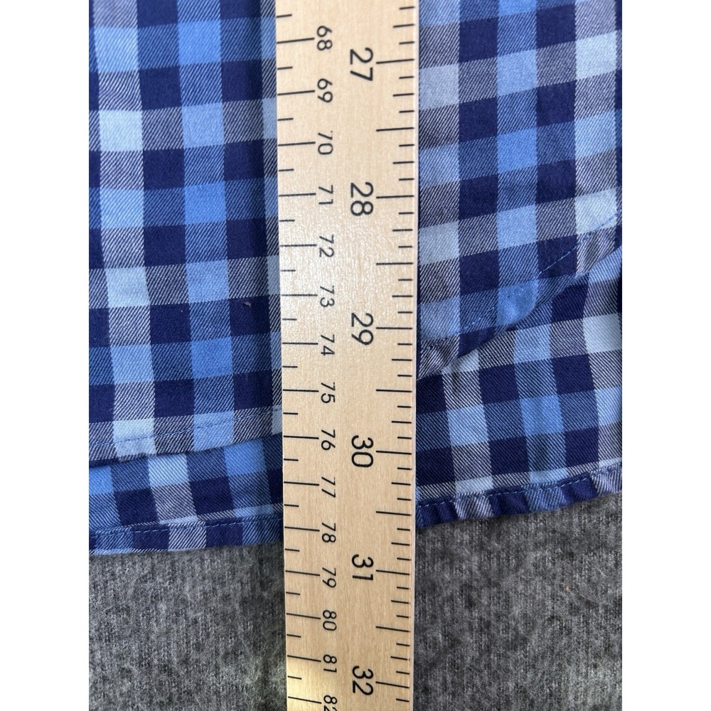 Peter Millar Shirt Medium Blue Plaid Long Sleeve Button Up Cotton‎ - Picture 6 of 7